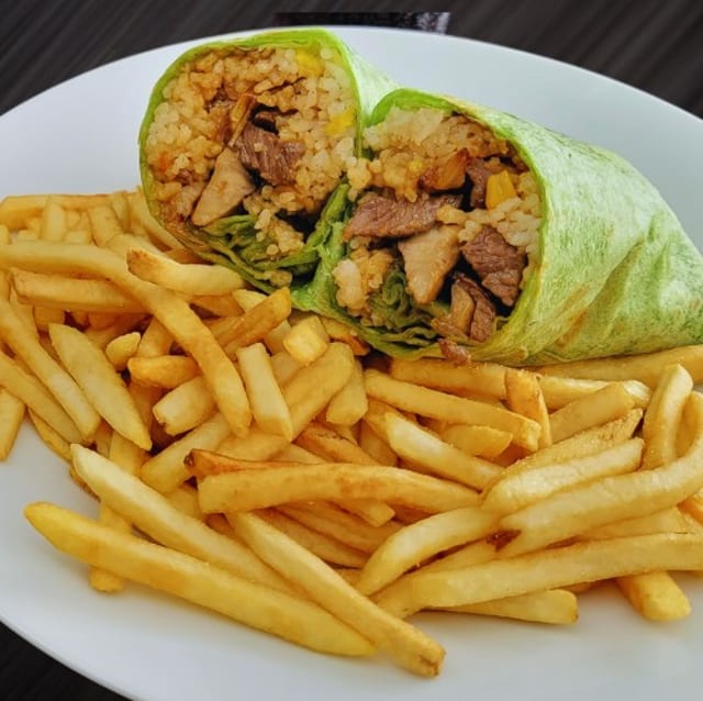 76. Steak Wrap and French Fries.